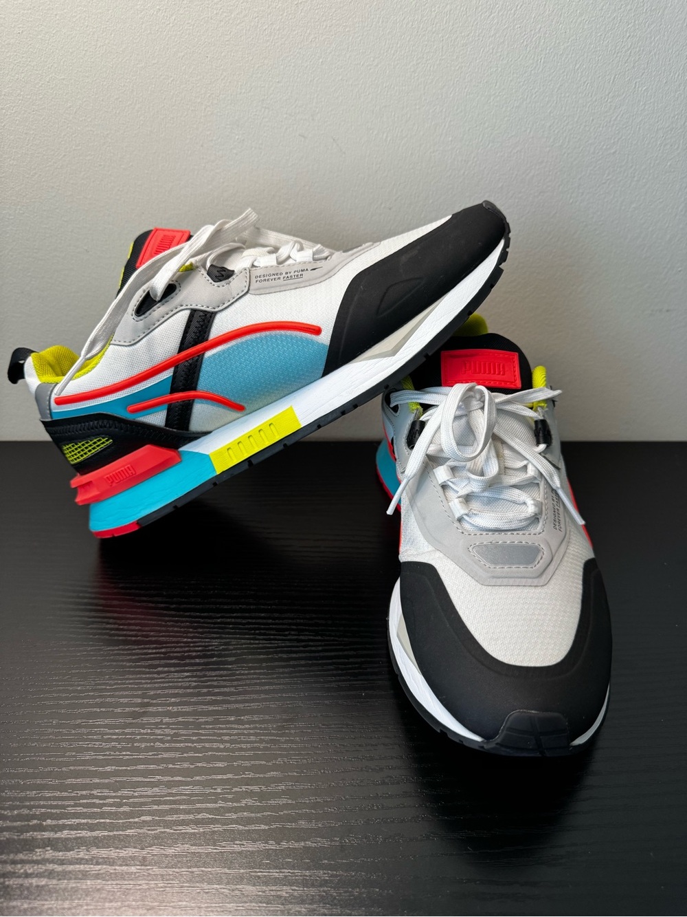 Puma Men's Multicolor Athletic Sneakers - White, Black, Blue, Red & Yellow